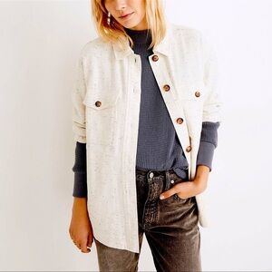Madewell Women's Cream Neutral Button-Down Shirt Jacket Shacket
